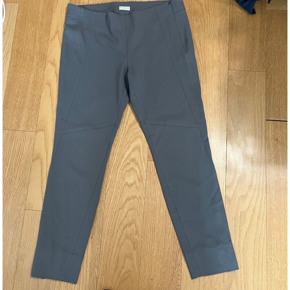 BRUNELLO CUCINELLI Wool Moto-Style Crop Pants in Gray With Calf Zip Size 40 (10)
